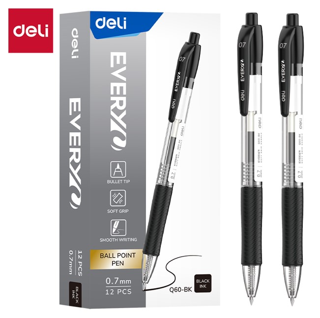 Ballpoint DELI 0,7 mm Warna Hitam EQ60-BK Default