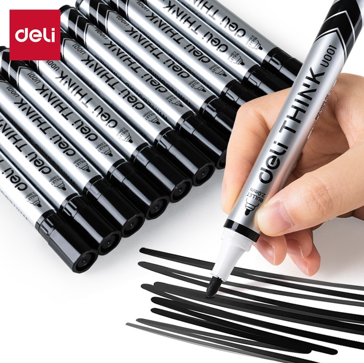 Spidol Whiteboard DELI Warna Hitam EU00120 Default